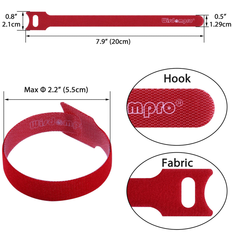  [AUSTRALIA] - 50 Pack 8 Inches Hook and Loop Strap, Self-gripping Fastening Cord Cable Ties, by Wisdompro - Reusable, Durable Functional Ties to Keep Your Home, Office, Workspace from Tangled Messes of Cords 50 Pack, 8 Inch