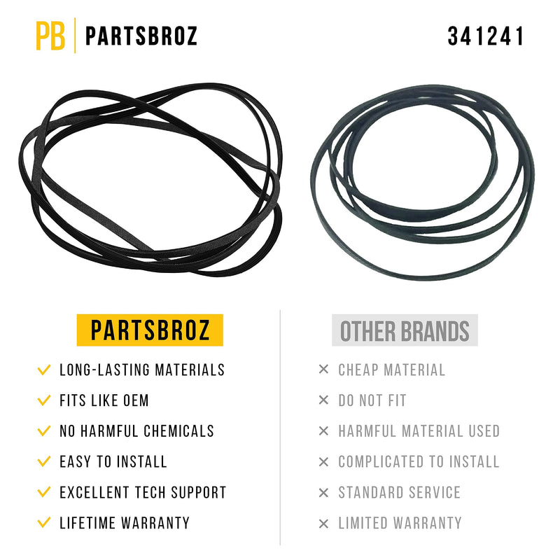 341241 Drum Belt by PartsBroz - Compatible with Whirlpool Dryers - Replaces AP2946843, W10127457, FSP341241, 8066065, 694088 - LeoForward Australia