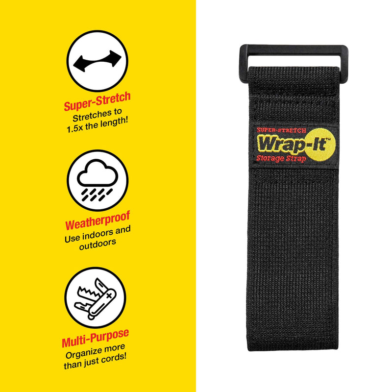  [AUSTRALIA] - Super-Stretch Wrap-It Storage Straps, 24" (4 Pack) - Elastic Hook and Loop Cinch Straps - Garden Hose Strap, Pool Hose Organizer, Cables Straps, Extension Cord Wrap, Garage and RV Storage Accessories 24" (4 Pack) Black