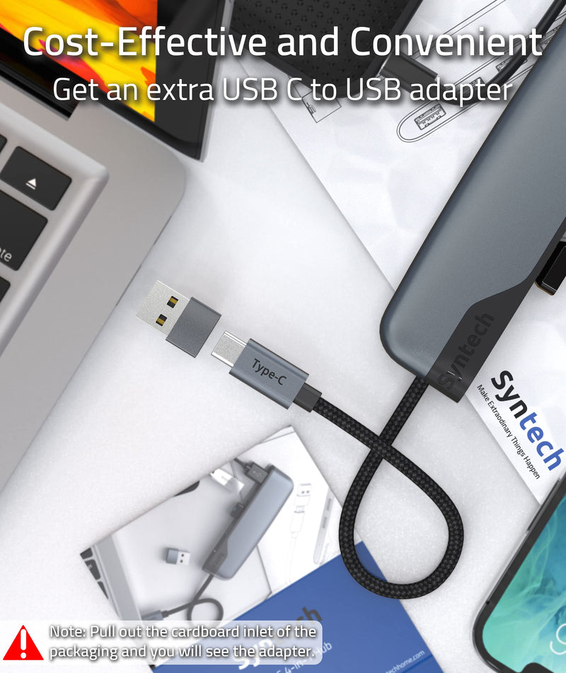 USB C to USB Hub 4 Ports, Syntech Type C to USB 3.0 Hub with a USB C to USB Adapter, Thunderbolt 3 to USB Hub Compatible with MacBook Pro 2020/2019, iPad Pro 2021, iMac 2021, Samsung, Chromebook - LeoForward Australia