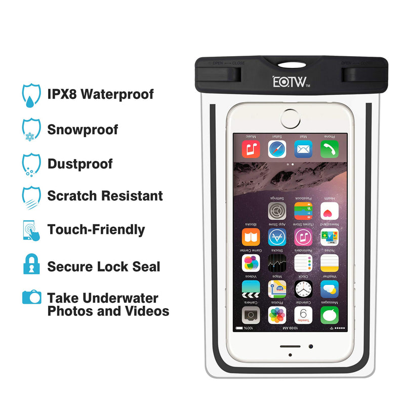  [AUSTRALIA] - EOTW 2 Pack IPX8 Universal Waterproof Case Dry Bag Fit for iPhone 11/11 Pro Max/Xs Max/XR/X/8/8P Galaxy S20 up to 6.8", Waterproof Phone Pouch for Pool Beach Swimming Kayak Travel 2 Pack Black