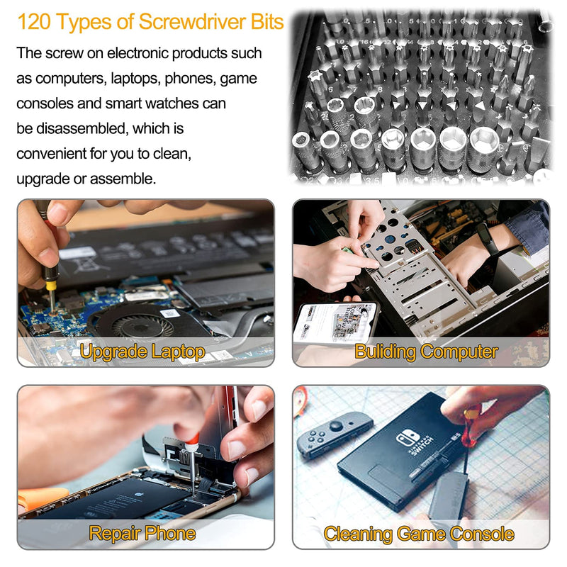  [AUSTRALIA] - 130 in 1 Computer and Mobile Device Repair Tool Kit, Precision Laptop Screwdriver Set with Case, Suitable for Phone, MacBook and Electronics Cleaning