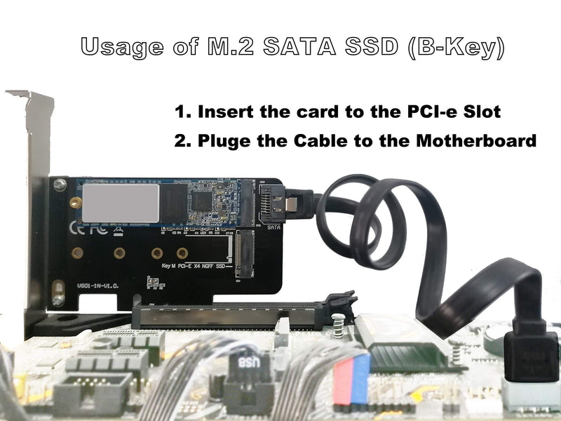  [AUSTRALIA] - Valuegist Dual M.2 PCIE Adapter for SATA or PCIE NVMe SSD, M.2 SSD NVME (m Key) and SATA (b Key) 2280 2260 2242 2230 to PCI-e 3.0 x 4 Host Controller Expansion Card (MKeyBkey) MKeyBkey