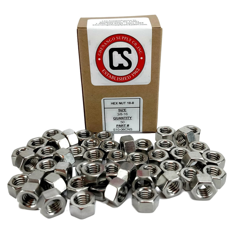  [AUSTRALIA] - Stainless 3/8-16 USS Hex Nut, (More selections in Listing!)* 304 Stainless Steel (3/8-16 HEX Nuts (50 PCS)) 3/8-16 HEX NUTS (50 PCS)