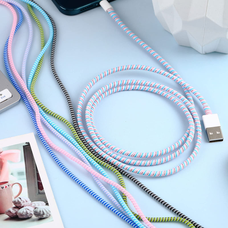  [AUSTRALIA] - 10 Pieces Cable Protector, Spiral Data Cable Protective Sleeve, Headphone Saver, Charger Protective Cover for Prevent Pets from Biting The Cable (Classic Colors) Classic Colors