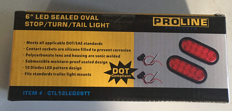  [AUSTRALIA] - (2) Red Trailer Truck LED Sealed RED 6" Oval Stop/Turn/Tail Light Marine Waterproof Including 3-pin Water Tight Plug with Wires and Grommet