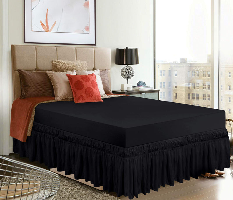  [AUSTRALIA] - Utopia Bedding Elastic Bed Ruffle - Easy Wrap Around Dust Ruffle - 16 Inch Tailored Drop - Hotel Quality, Shrinkage and Fade Resistant (Full, Black) Full