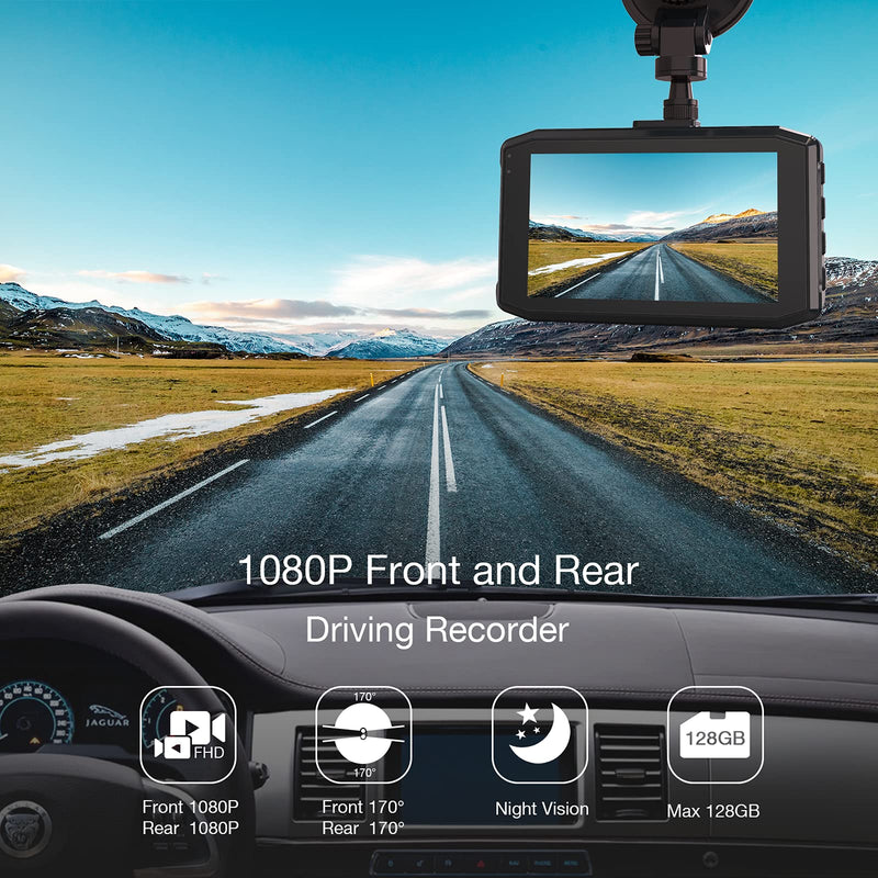  [AUSTRALIA] - Dual Dash Cam Front and Rear Car Camera Mini1 080P Dashcam with 340° Wide Angle Recording Night Vision WDR Loop Recording G-Sensor