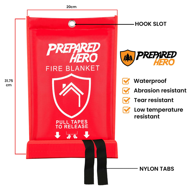  [AUSTRALIA] - Prepared Hero Emergency Fire Blanket - 1 Pack - Fire Suppression Blanket for Kitchen, 40” x 40” Fire Blanket for Home, Fiberglass Fire Blanket