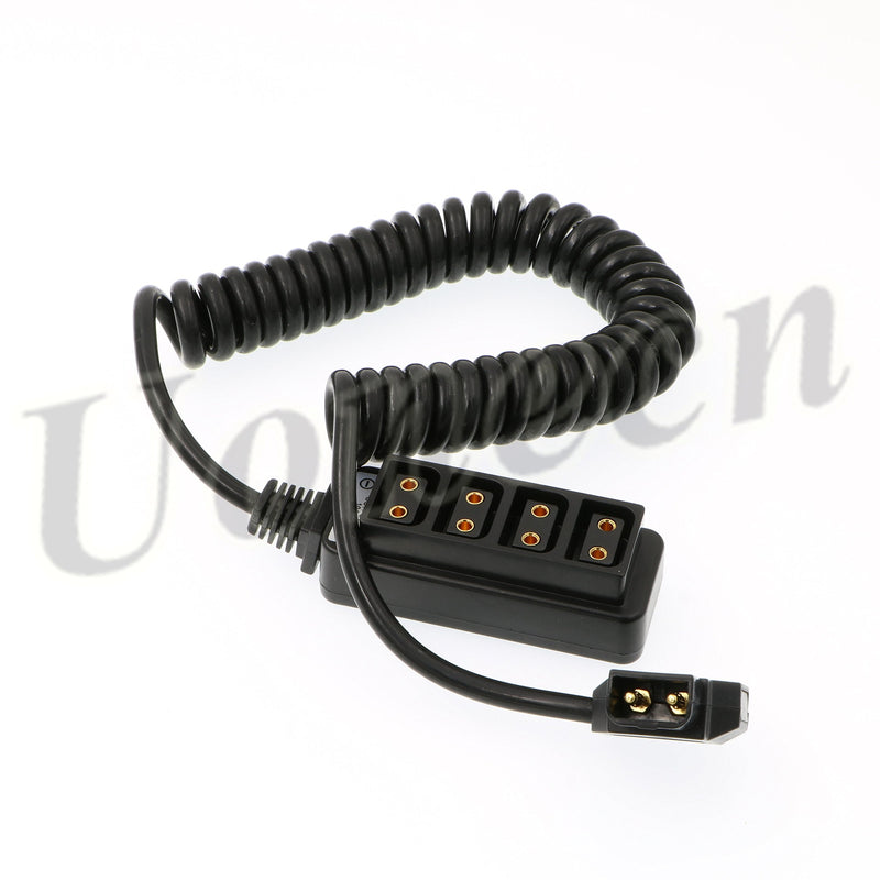  [AUSTRALIA] - Uonecn Photography Power Coiled Cable D-tap B-type Male to 4 Port D-Tap Female for Anton Bauer V-mount Battery