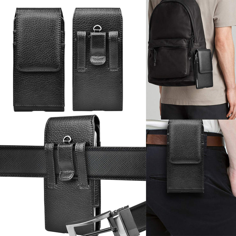  [AUSTRALIA] - Takfox Phone Holster for Samsung Galaxy Note 20 Ultra S20 FE S21+ S10e S9 S8 A02s A12 A32 A51 A71 5G A01 A11 A21 A10e, Note 10 9 8 J7 Leather Cell Phone Belt Clip Holster Carrying Pouch Holder,Black Leather-Black