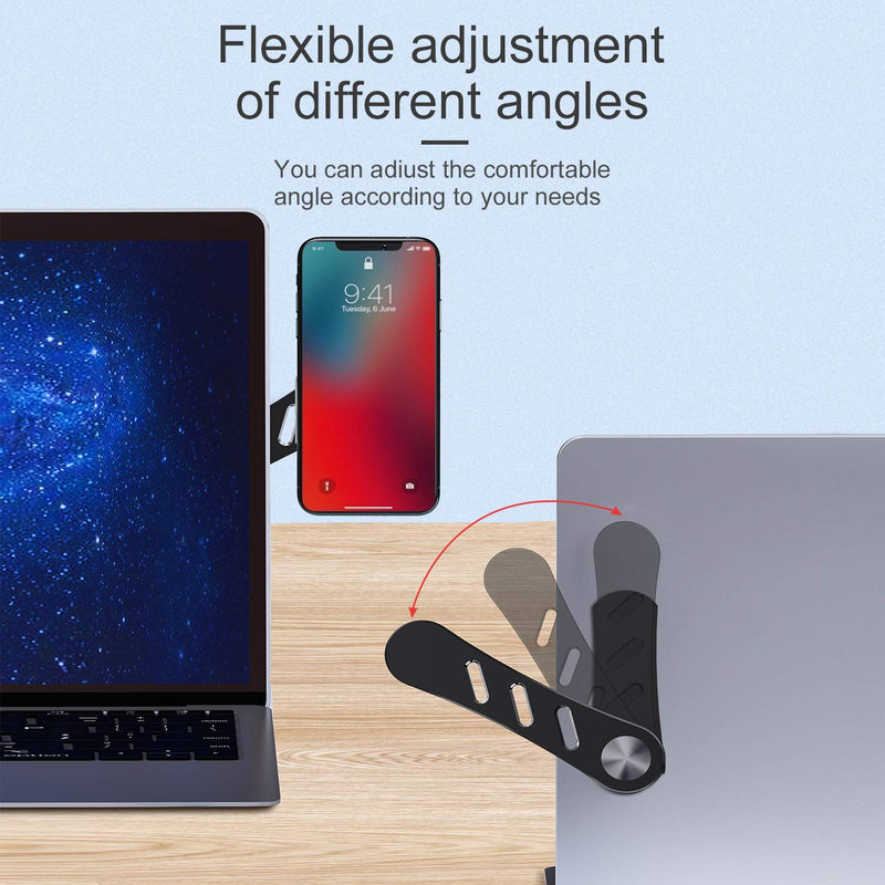  [AUSTRALIA] - Adjustable Laptop Stand, Laptop Phone Holder, Laptop Side Mount Clip, Computer Monitor Expansion Bracket, Slim Portable Foldable Smartphone Stand. Improve Office Efficiency. Black