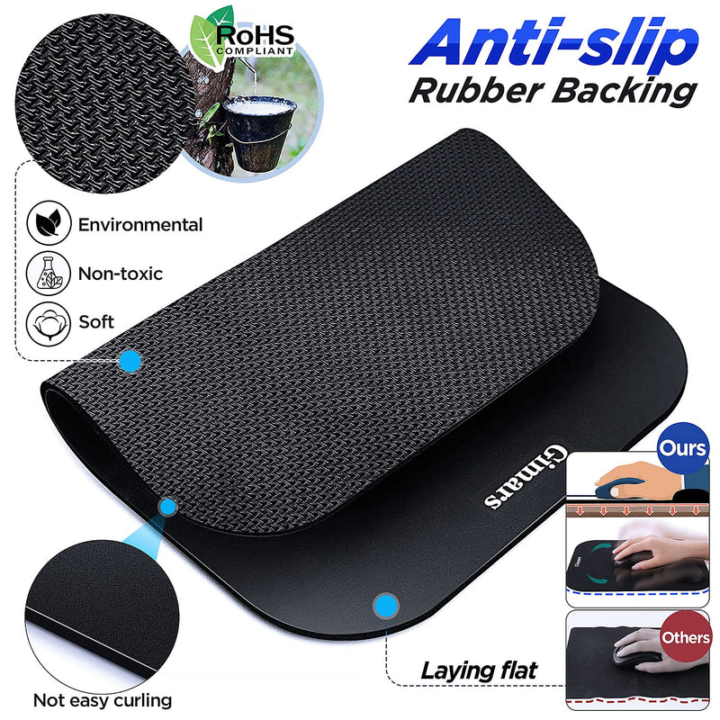 Gimars Large Smooth Superfine Fibre Memory Foam Ergonomic Mouse Pad Wrist Rest Support - Mousepad with Nonslip Base for Laptop, Computer, Gaming & Office black - LeoForward Australia