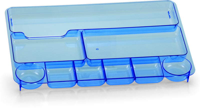 Officemate OIC Blue Glacier Drawer Tray, Nine Compartments, Transparent Blue (23216) - LeoForward Australia