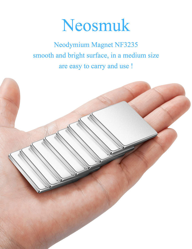 Neosmuk NF3235 Square Magnets,Neodymium Rare Earth Rectangle Permanent Magnets with Backing Adhesive, Great for Fridge,DIY,Building,Scientific,Craft,and Office,Silvery White, Pack of 6 - LeoForward Australia