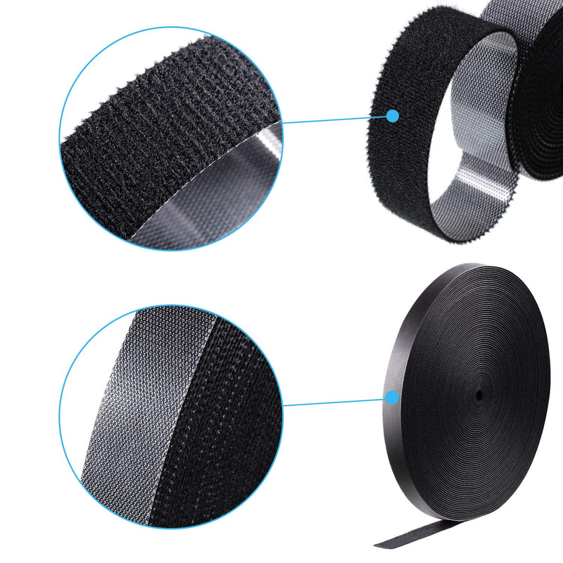  [AUSTRALIA] - Fastening Tape Cable Ties Reusable Fastening Nylon Tape Double Side Hook Roll Hook and Loop Straps Wires Cords Management Wire Organizer Straps (Black, 3/4 Inch x 30 Yard) Black