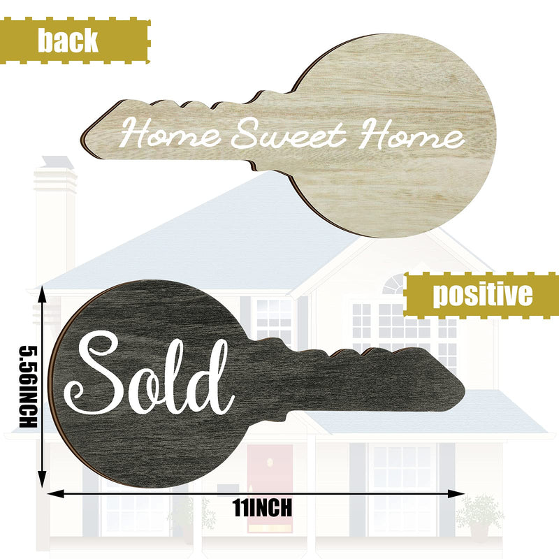  [AUSTRALIA] - Real Estate Sold Sign for New Homeowners Key Shaped Real Estate Sign Wooden Social Media Photo Props Realtor Home Sweet Home Marketing Sign Real Estate Agent, New Homeowner Present (Word Pattern)