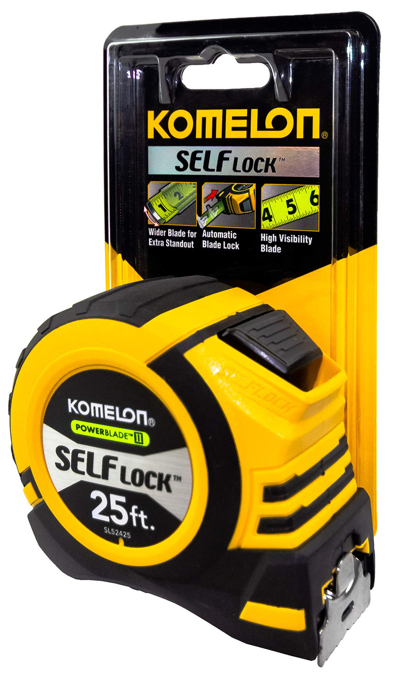  [AUSTRALIA] - Komelon SL52425; 25' x 1.06" Self-Lock Powerblade II Tape Measure, Yellow/Black