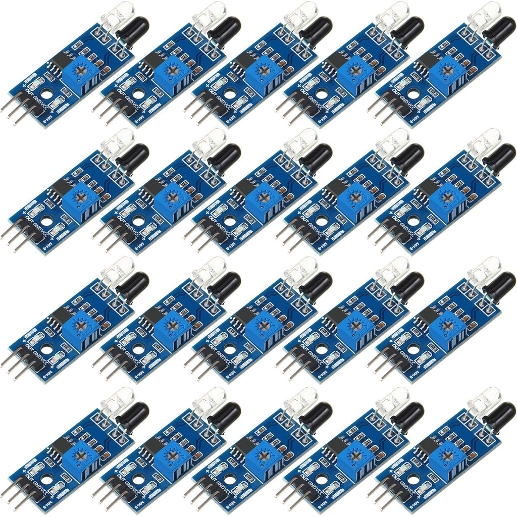  [AUSTRALIA] - 20 Pieces IR Infrared Obstacle Avoidance Sensor Module 3-Wire Reflective Photoelectric Sensor Module Compatible with Arduino Smart Car Robot Raspberry Pi 3