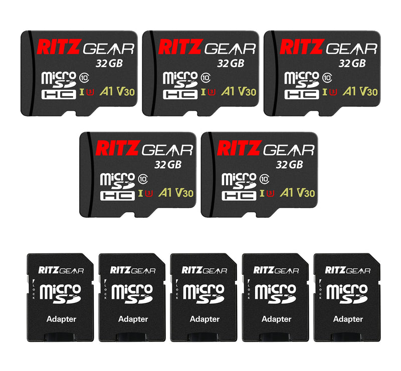  [AUSTRALIA] - Ritz Gear Extreme Performance 32GB MicroSDHC Memory Card (5-Pack), Class10 V30 A1 U3 UHS1, Micro SD Card Designed for SD Devices That can Capture Full HD, 3D, and 4K Video as Well as raw Photography 5 PACK