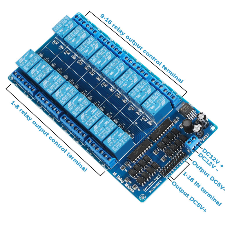  [AUSTRALIA] - SainSmart 16-Channel 12V Relay Module Board for Arduino DSP AVR PIC ARM