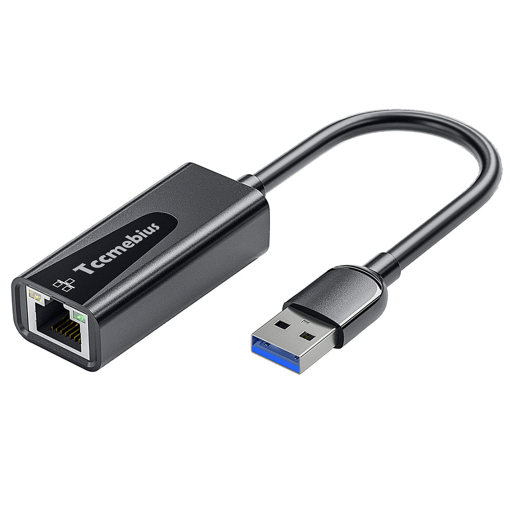  [AUSTRALIA] - Tccmebius USB Ethernet Adapter, USB 3.0 to 10/100/1000 Gigabit Ethernet LAN Network Adapter Compatible with Nintendo, MacBook, Surface Pro, Notebook PC with Windows7/8/10, XP, Vista, Mac (TCC-S30A)