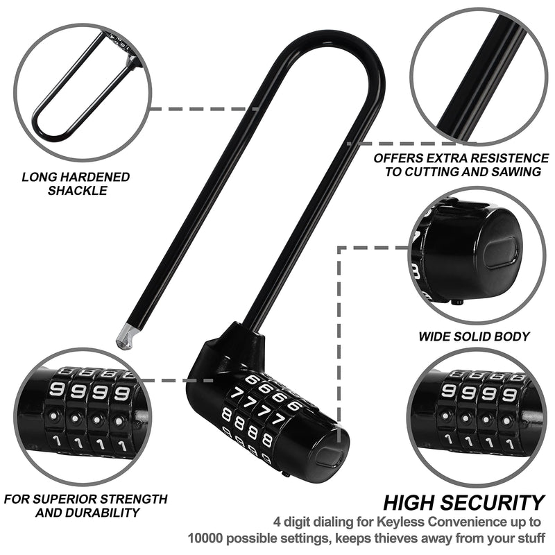 [AUSTRALIA] - Kurtzy 4 Digit Combination Padlock - 16cm/6 inch with Long Shackle - Heavy Duty Outdoor Waterproof Lock with Resettable Code - Pad Lock for Bicycles, Gates, Mountain Bike, Gym, School, Shed & Lockers