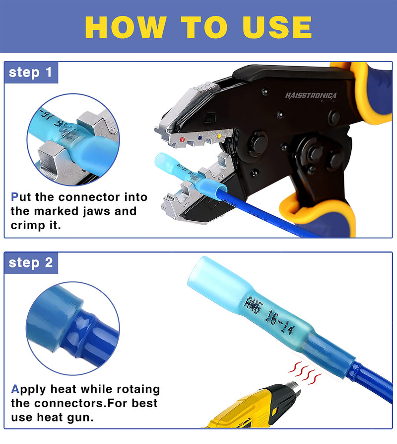  [AUSTRALIA] - haisstronica 200PCS 16-14 Awg Blue Heat Shrink Butt Connectors-Tinned Red Copper 0.8mm-Marine Grade Insulated Crimp Wire Connectors-Waterproof Electrical Connectors-Butt Splice for Marine,Boat,Stereo