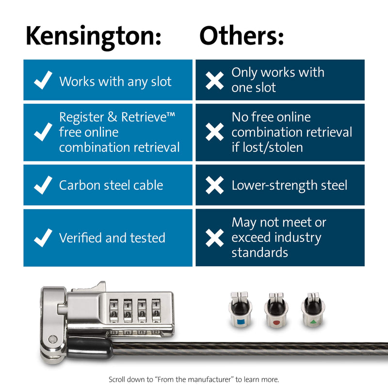  [AUSTRALIA] - Kensington Universal 3-in-1 Combination Laptop Lock - resettable Version (K62316WW)