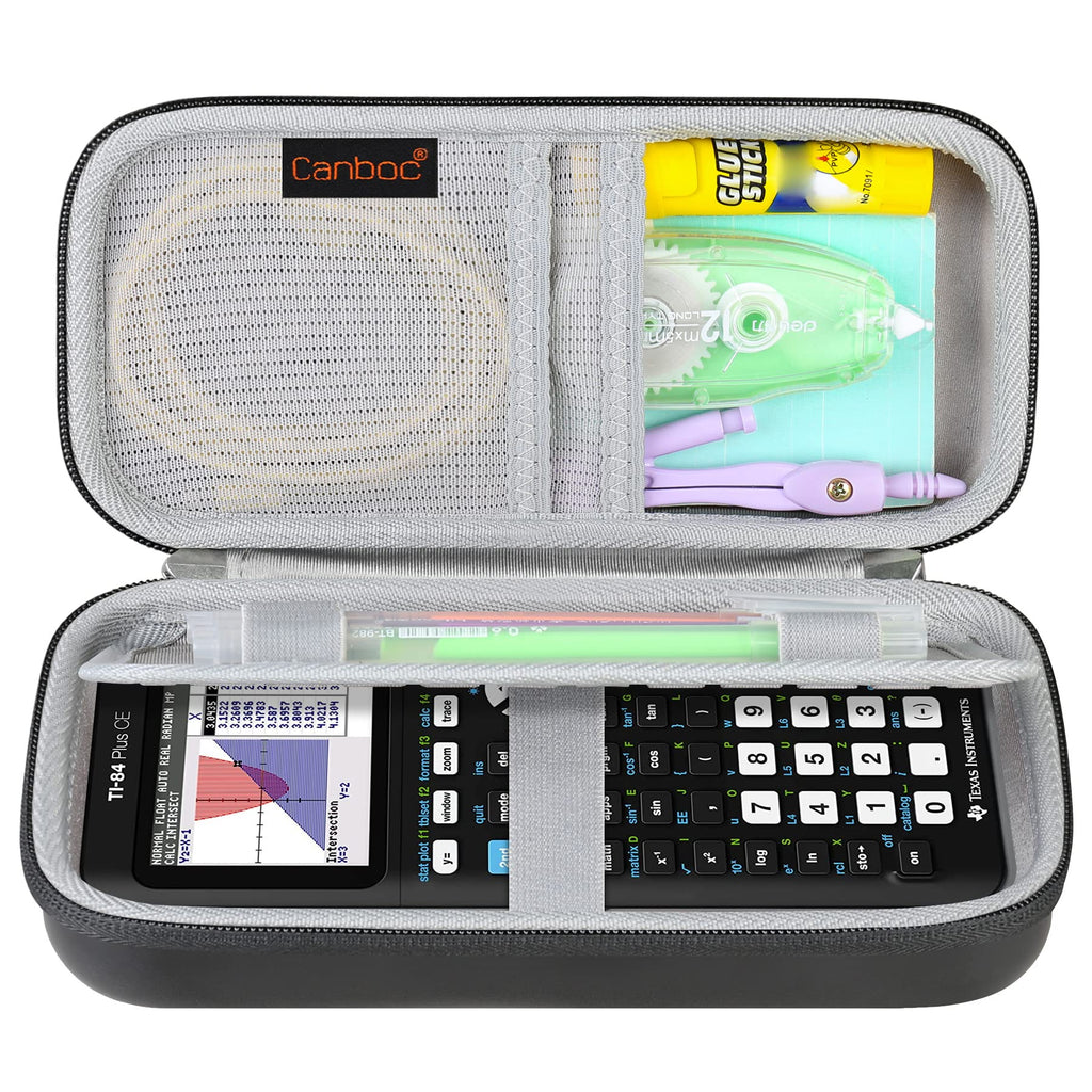  [AUSTRALIA] - Canboc Graphing Calculator Case for Texas Instruments Ti-84 Plus CE/Ti-84 Plus/TI-83 Plus Color Graphing Calculator, Mesh Bag fit Cables, Manual, Other Accessories, Black