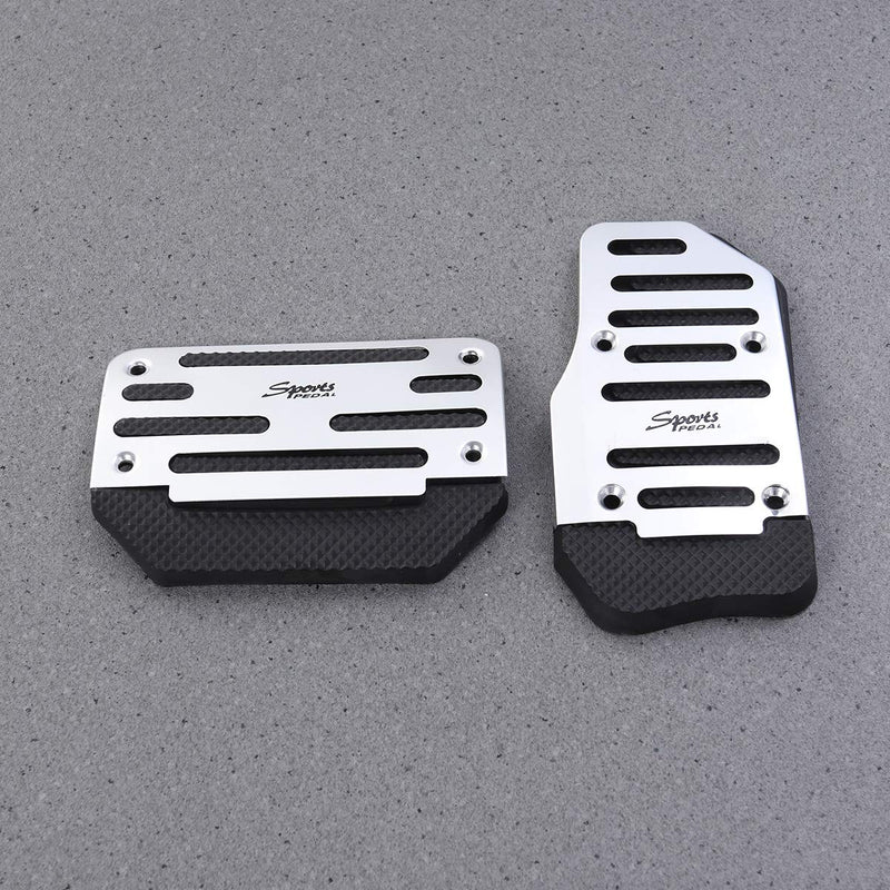  [AUSTRALIA] - Vosarea Non Slip Automatic Car Treadle Accelerator Brake Pedal Cover Footrests Set 2pcs (Silver)