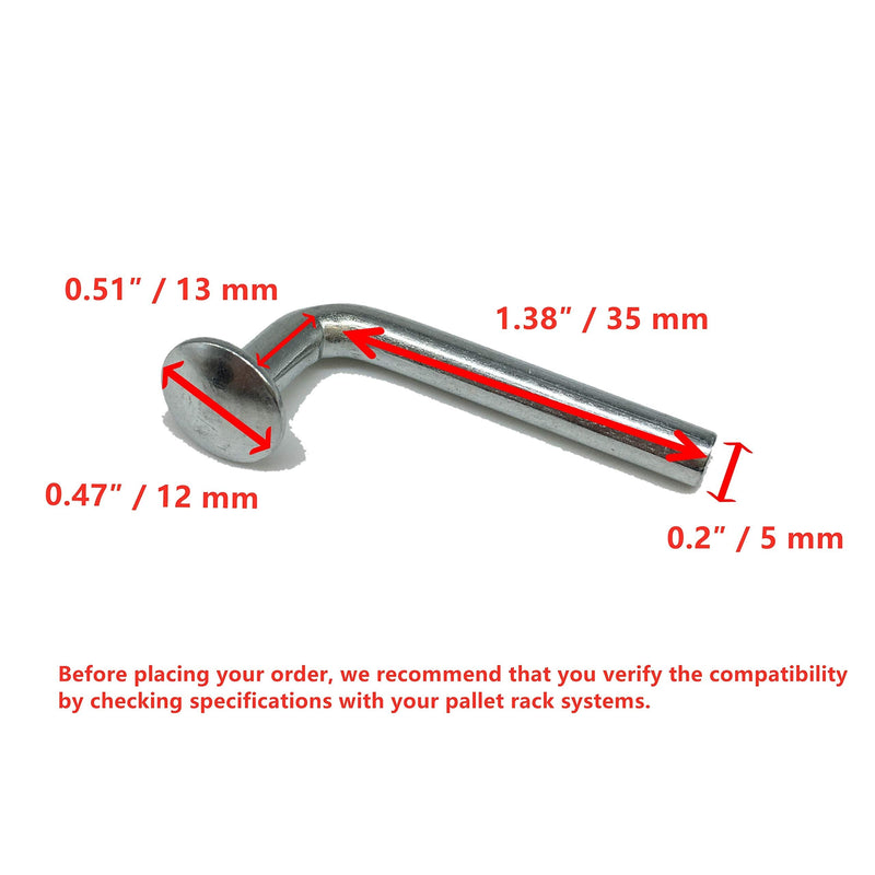  [AUSTRALIA] - Pallet Rack Safety Bolt, Universal Drop Pin, Round Top Hat Φ 0.470″(12mm), Width Φ 0.195″(5mm), Height 1.890″(48mm) High from Top to Bottom, Beam Locker, 1 Pack, 50 Pcs/Pack, RM5×48 50 Pcs/Pack, 1 Pack, 50 Pcs in Total