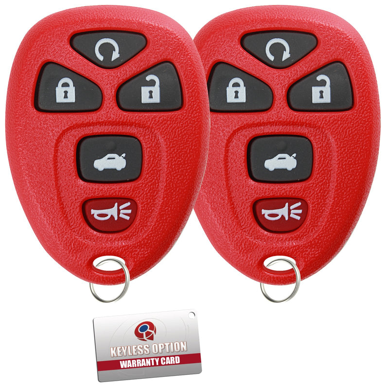  [AUSTRALIA] - KeylessOption Keyless Entry Remote Control Car Key Fob Replacement for 15912860 -Red (Pack of 2) red