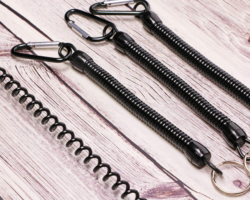  [AUSTRALIA] - Mini Skater 6.89 inch Black Fishing Lanyards Retractable Spiral Spring Lanyard Boating Rope Safety Wire Coiled Tether with Buckle for Pliers Grippers Fish Tackle Tools (20) 20