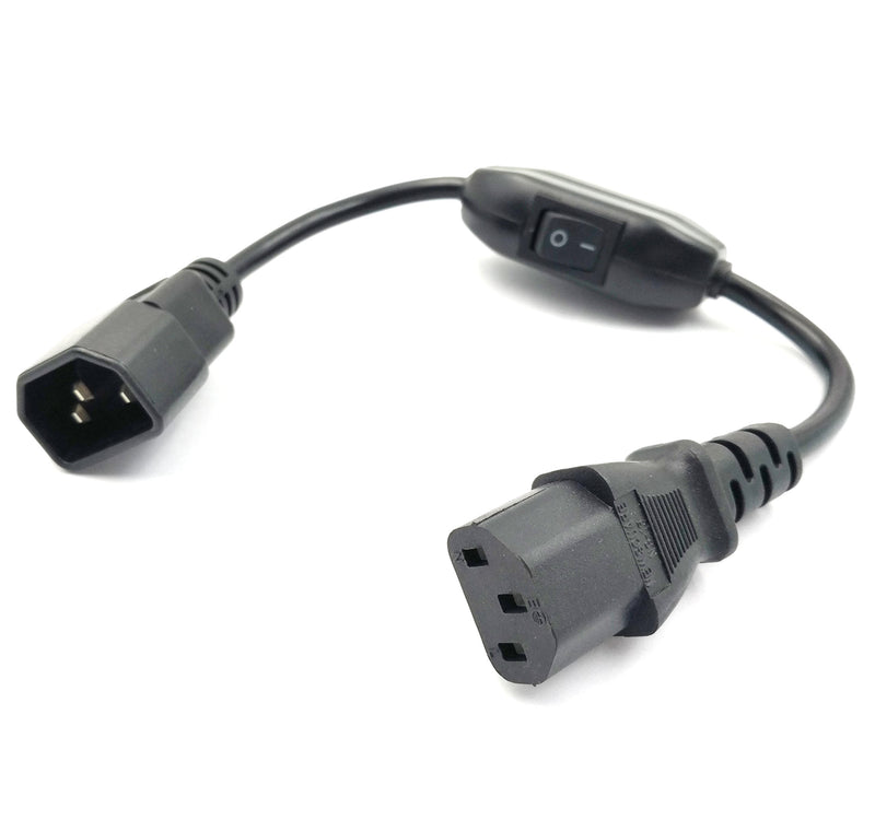 Duttek Power Cord with Switch, PC Power Cord Inline Switch IEC 320 Mains Power C14 to C13 Male to Female Power Extension Cord Cable with Switch Standard Computer to PDU 30CM/1FT - LeoForward Australia