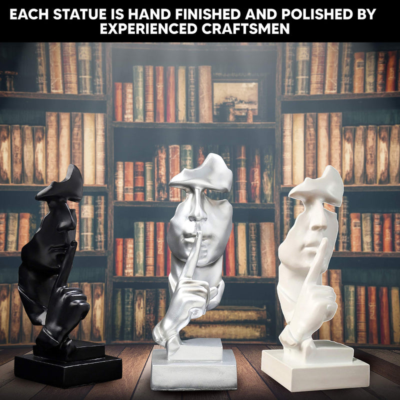  [AUSTRALIA] - Modern and Creative Silence Thinker of Men Statue Great Abstract Decorative Figurine Sculpture for Home and Living Room Decor Great for Office Or Desk (Black) Black