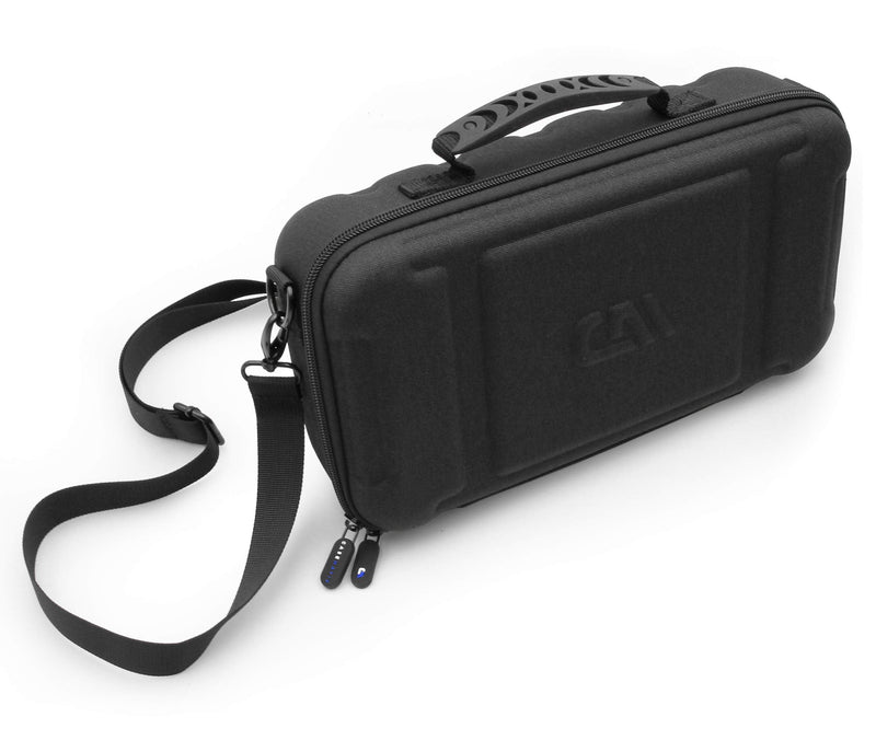  [AUSTRALIA] - CASEMATIX Two Wireless Microphone Case Compatible with Wireless Mic System Handheld Microphones by Sennheiser, Shure and More, Dual Mic Bag with Shoulder Strap and Hard Shell Exterior, Case Only