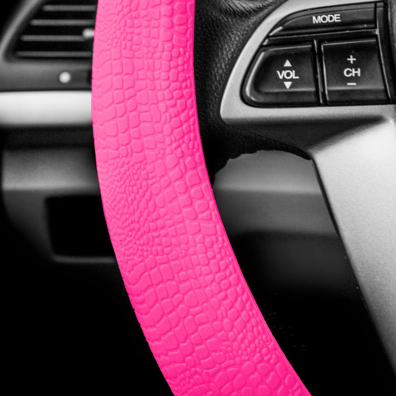 FH Group FH3001BABYPINK FH3001 Silicone Snake Pattern (Massaging Grip) Steering Wheel Cover, Baby Pink Color-Fit Most Car, Truck, SUV, or Van BABYPINK - LeoForward Australia