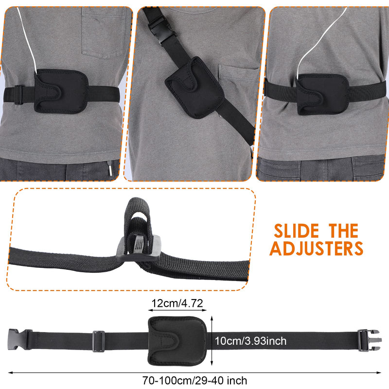  [AUSTRALIA] - Zhehao 6 Set Mic Belt Pouch Anti Dropping Strap Fitness Instructor Detachable Neoprene Microphone Transmitter Carrier Pouch Adjustable Belt Waistband Bag for Fitness Instructor Speaking Theatre Black