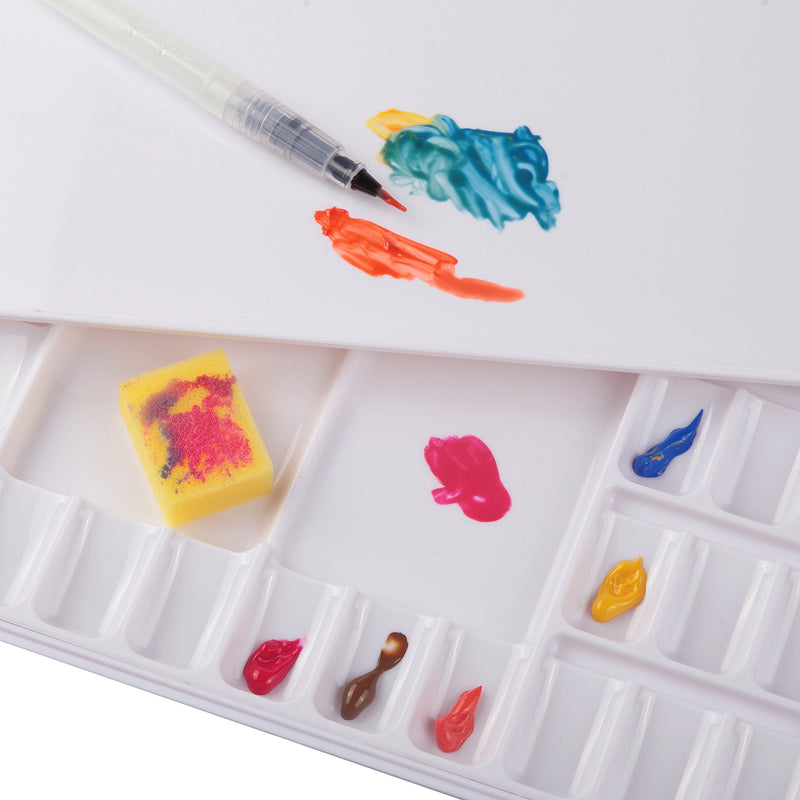  [AUSTRALIA] - Falling in Art Airtight Leak-Proof Watercolor Palette, 24 Slightly Sloping Wells-3 Mixing Areas, 12 3/5 Inches by 6 2/7 Inches 24 Well