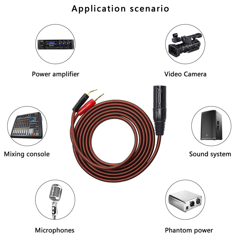  [AUSTRALIA] - XMSJSIY XLR Speaker Cable to Pin Plug, XLR 3 Pin Male to Dual 2mm Pin Plug Audio Cable OFC HiFi Speaker Wire for DJ/PA Amplifier Subwoofer Mixer Cord-2M/6.56 Feet (XLR Male) xlr male