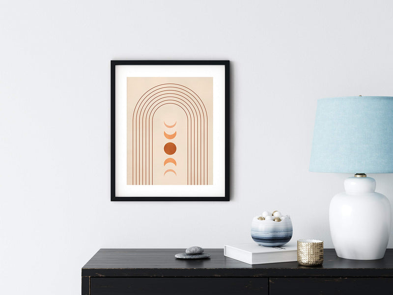  [AUSTRALIA] - Mid Century Wall Art and Terracotta Decor - by Haus and Hues | Set of 3 Mid Century Art Prints | Moon Wall Art | Boho Art Wall Decor | Mid Century Modern Wall Art | Geometric Decor (8"x10", UNFRAMED)