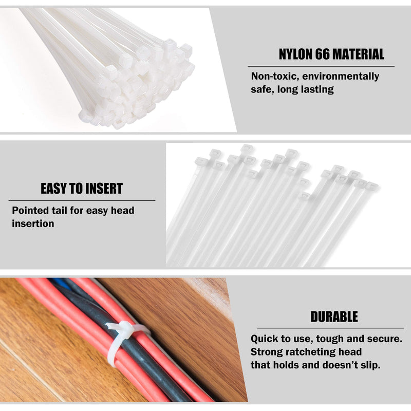  [AUSTRALIA] - 15" White Zip Cable Ties (100 Pack), 120lbs Tensile Strength - Heavy Duty, Self-Locking Premium Nylon Cable Wire Ties for Indoor and Outdoor by Bolt Dropper 15" 120lb