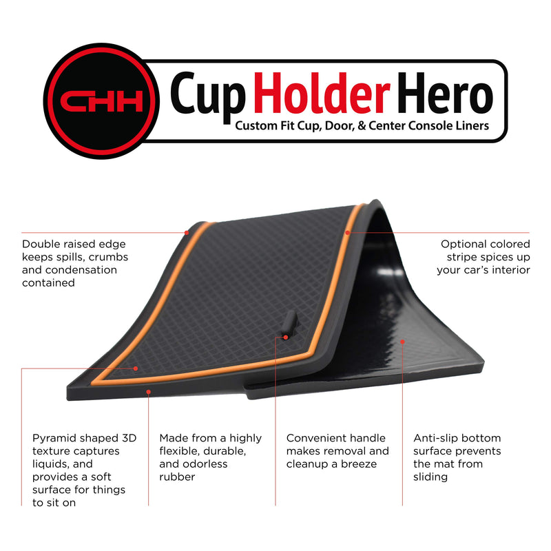  [AUSTRALIA] - CupHolderHero for Subaru Crosstrek 2018-2020 and Subaru Impreza 2017-2020 Custom Liner Accessories – Premium Cup Holder, Console, and Door Pocket Inserts 19-pc Set (Orange Trim) Liner Kit Only Orange Trim