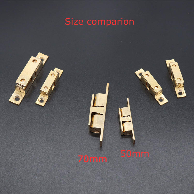  [AUSTRALIA] - 50MM Ball Catch Omitfu Set of 6 Solid Brass Adjustable Double Ball Tension Roller Catch Latch Hardware Fitting for Cabinet Closet Furniture Door with Screws 50mm Gold