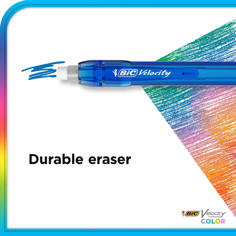  [AUSTRALIA] - BIC Velocity Color Mechanical Pencil, Medium Point (0.7mm), Assorted Colored Leads, Soft Comfortable Grip, 12-Count
