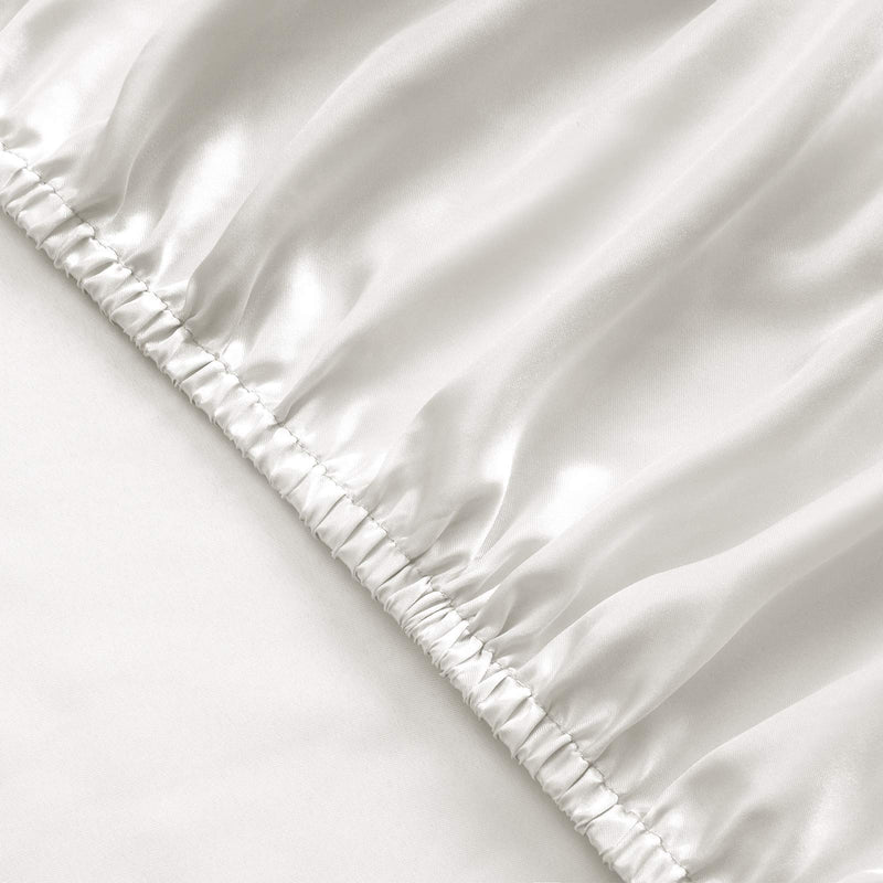  [AUSTRALIA] - SiinvdaBZX 3Pcs Satin Sheet Set Twin Size Ultra Silky Soft White Satin Twin Bed Sheets with Deep Pocket, 1 Fitted Sheet, 1 Flat Sheet, 1 Pillowcases