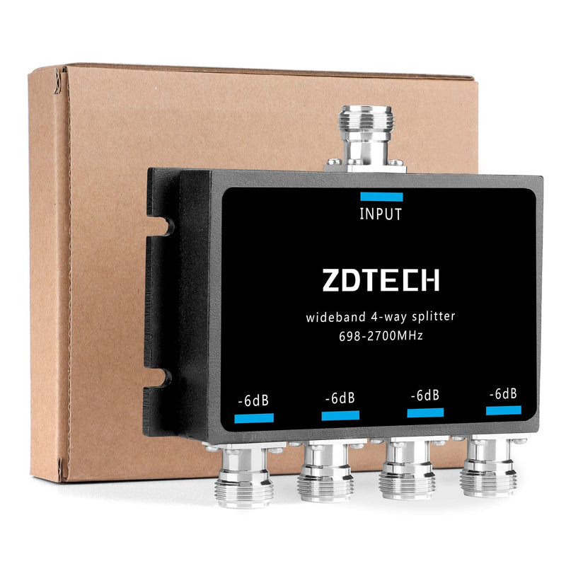  [AUSTRALIA] - ZDTECH WideBand 4-Way Splitter with N-Female Connectors 50 Ohm Signal Splitter for 3G/4G/LTE(698-2700MHz) Splitter 4-Way