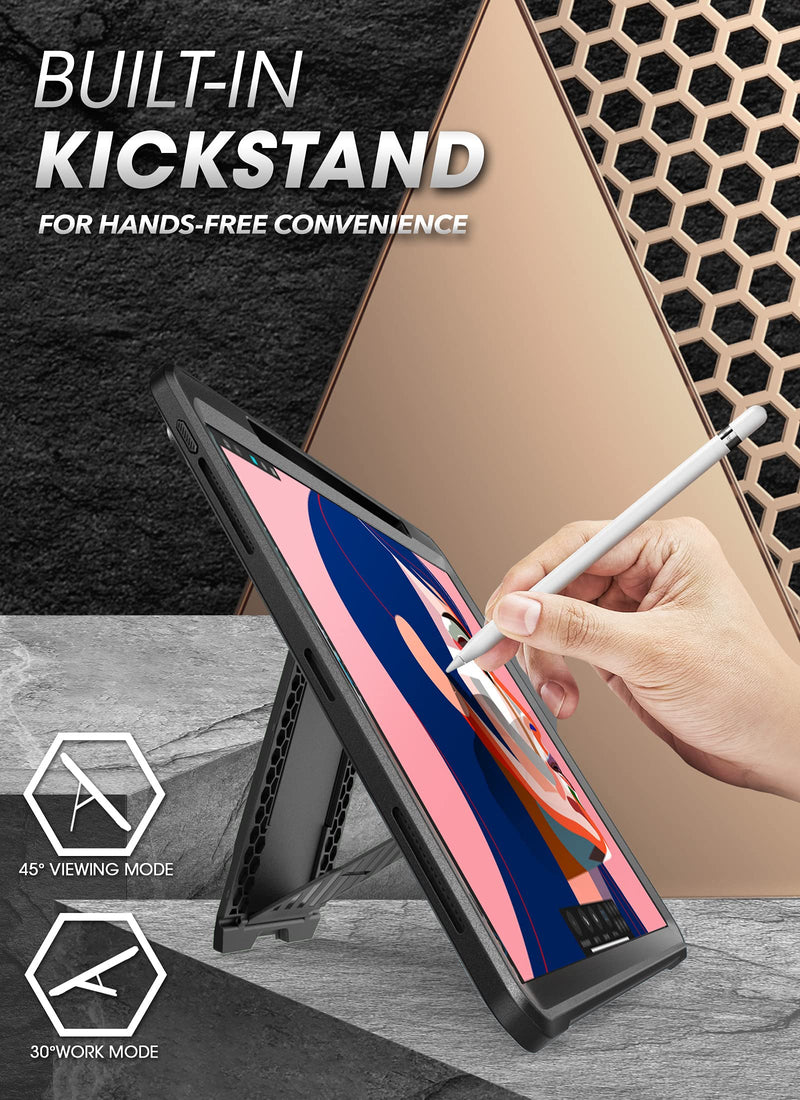  [AUSTRALIA] - SUPCASE Unicorn Beetle Pro Series Case for iPad Pro 12.9 Inch (2021 / 2020), Support Apple Pencil Charging with Built-in Screen Protector Full-Body Rugged Kickstand Protective Case (Black) Black