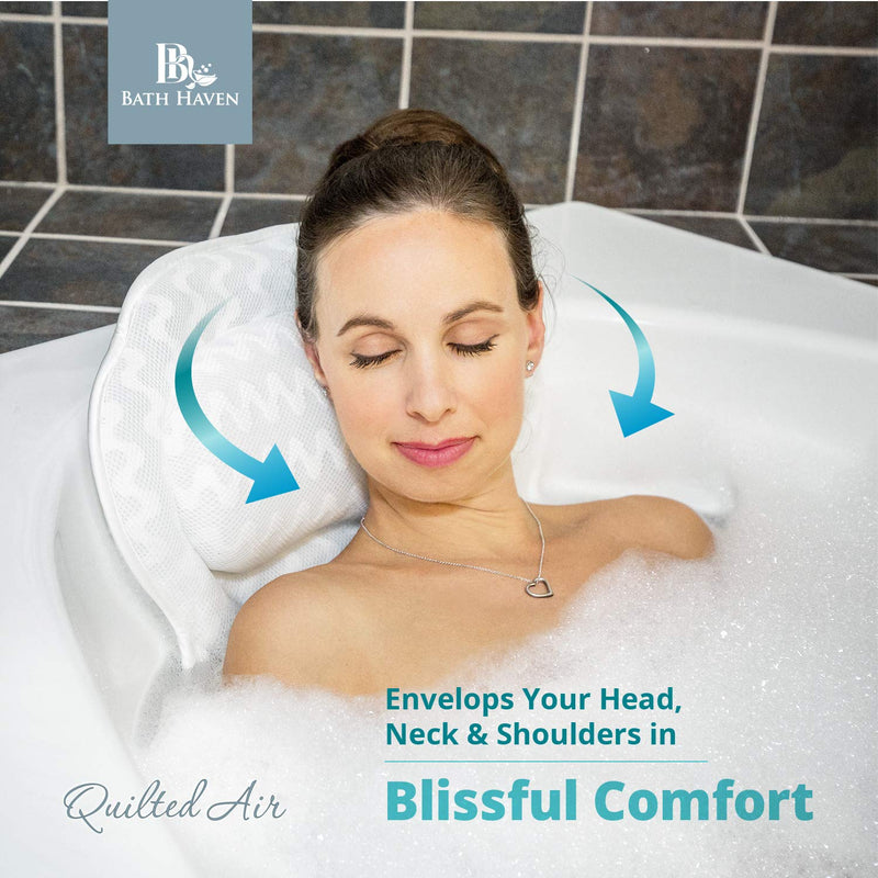  [AUSTRALIA] - Luxurious Bath Pillow for Women & Men :: Ergonomic Bathtub Cushion for Neck, Head & Shoulders :: with QuiltedAir Mesh for Breathable Comfort :: Includ